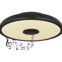 Plafoniere Bagno-Selezionato da Mazzolaluce Plafoniera da bagno bluetooth led rgb nera con cassa e telecomando