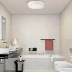 Plafoniere Bagno-Selezionato da Mazzolaluce Plafoniera da bagno 32cm bianca rotonda