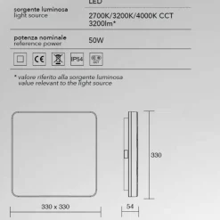 Plafoniere Bagno-IsyLuce Plafoniera da bagno quadrata bianca moderna led cct