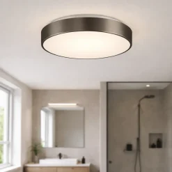 Plafoniere Bagno-Selezionato da Mazzolaluce Plafoniera da bagno rotonda 26cm grigio nichel