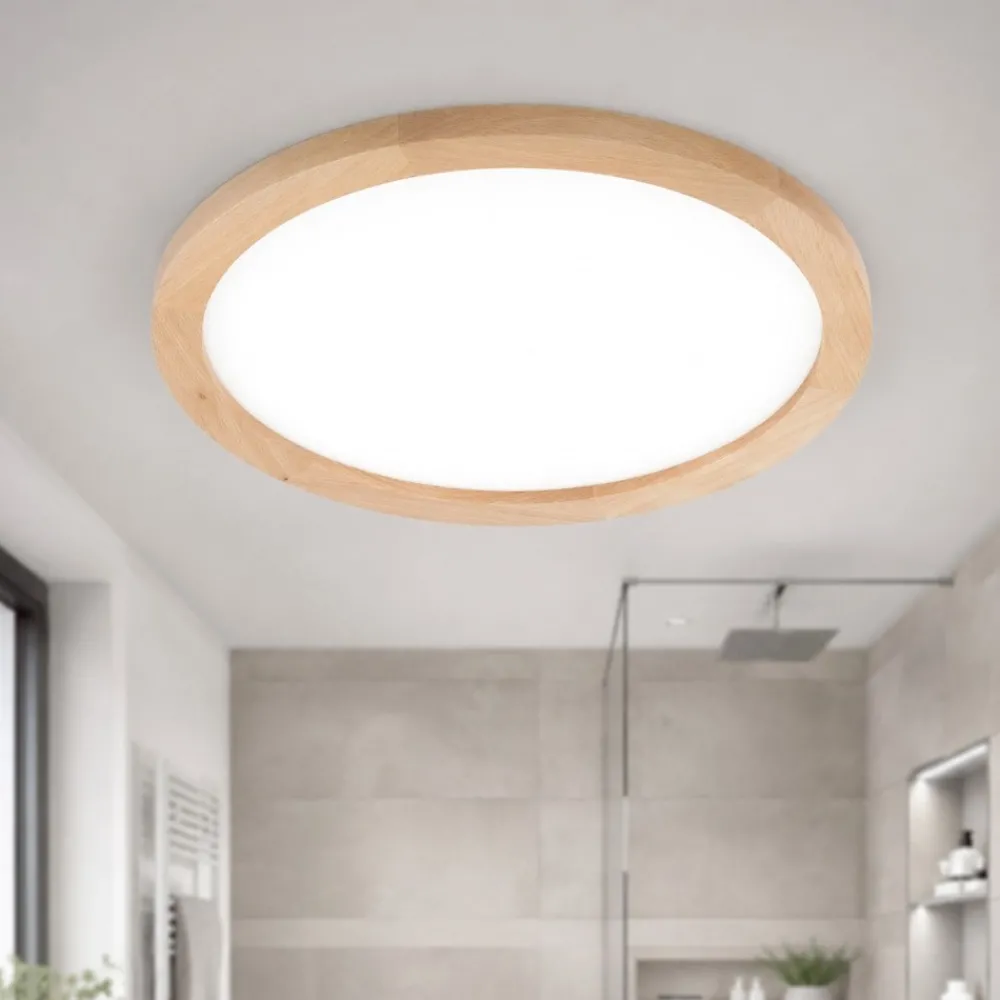 Plafoniere Bagno-Selezionato da Mazzolaluce Plafoniera da bagno scandinava 36w led cct in legno