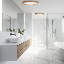 Plafoniere Bagno-Selezionato da Mazzolaluce Plafoniera da bagno scandinava 36w led cct in legno