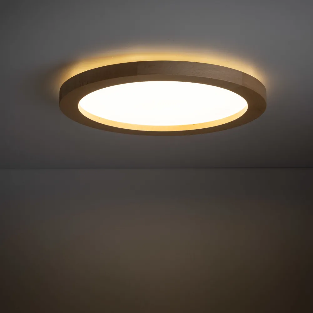 Plafoniere Bagno-Selezionato da Mazzolaluce Plafoniera da bagno scandinava di legno led 24w cct ip54