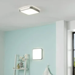 Plafoniere Bagno-Eglo Plafoniera da bagno 16w 3000k quadrata cromo manilva