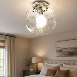 Plafoniere Moderne-Perenz Illuminazione Plafoniera da camera da letto vetro martellato trasparente cm30
