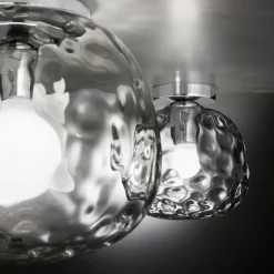 Plafoniere Moderne-Perenz Illuminazione Plafoniera da camera da letto vetro martellato trasparente cm30