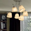 Plafoniere Moderne-Selezionato da Mazzolaluce Plafoniera da cucina 6 bracci flessibili metallo paralumi pergamena beige