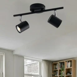 Plafoniere Moderne-Selezionato da Mazzolaluce Plafoniera da cucina con 2 faretti orientabili neri led fp