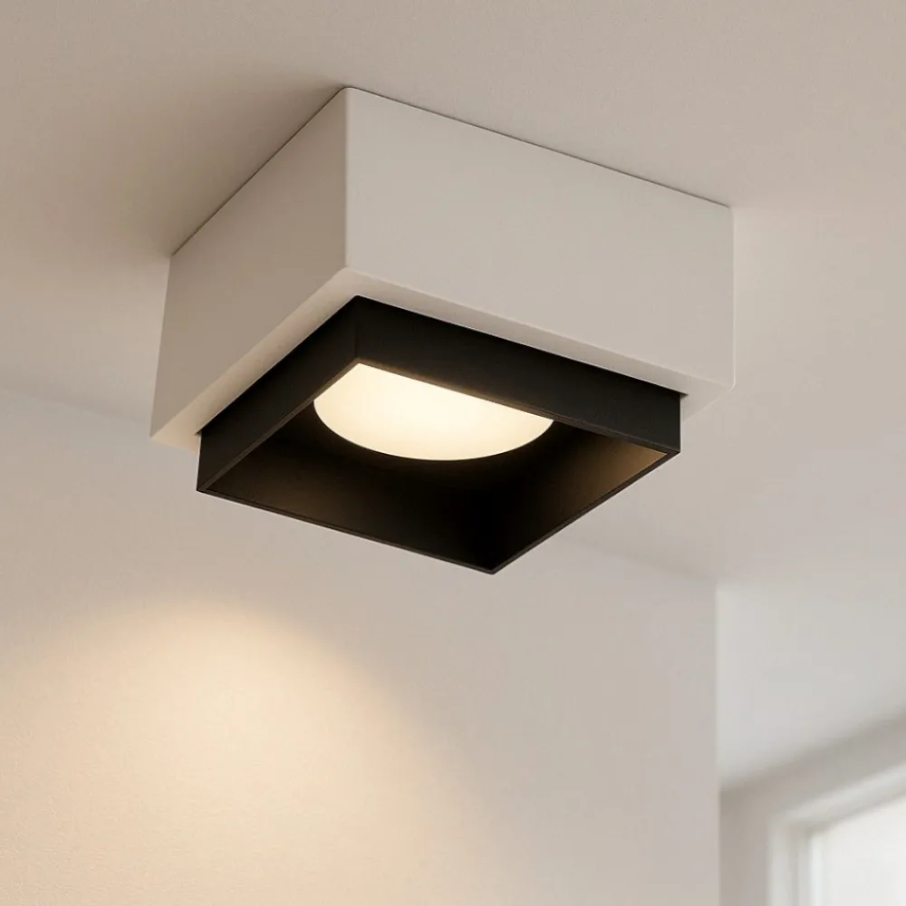 Plafoniere Moderne-Sforzin Illuminazione Plafoniera da cucina quadrata nera moderna syme sforzin