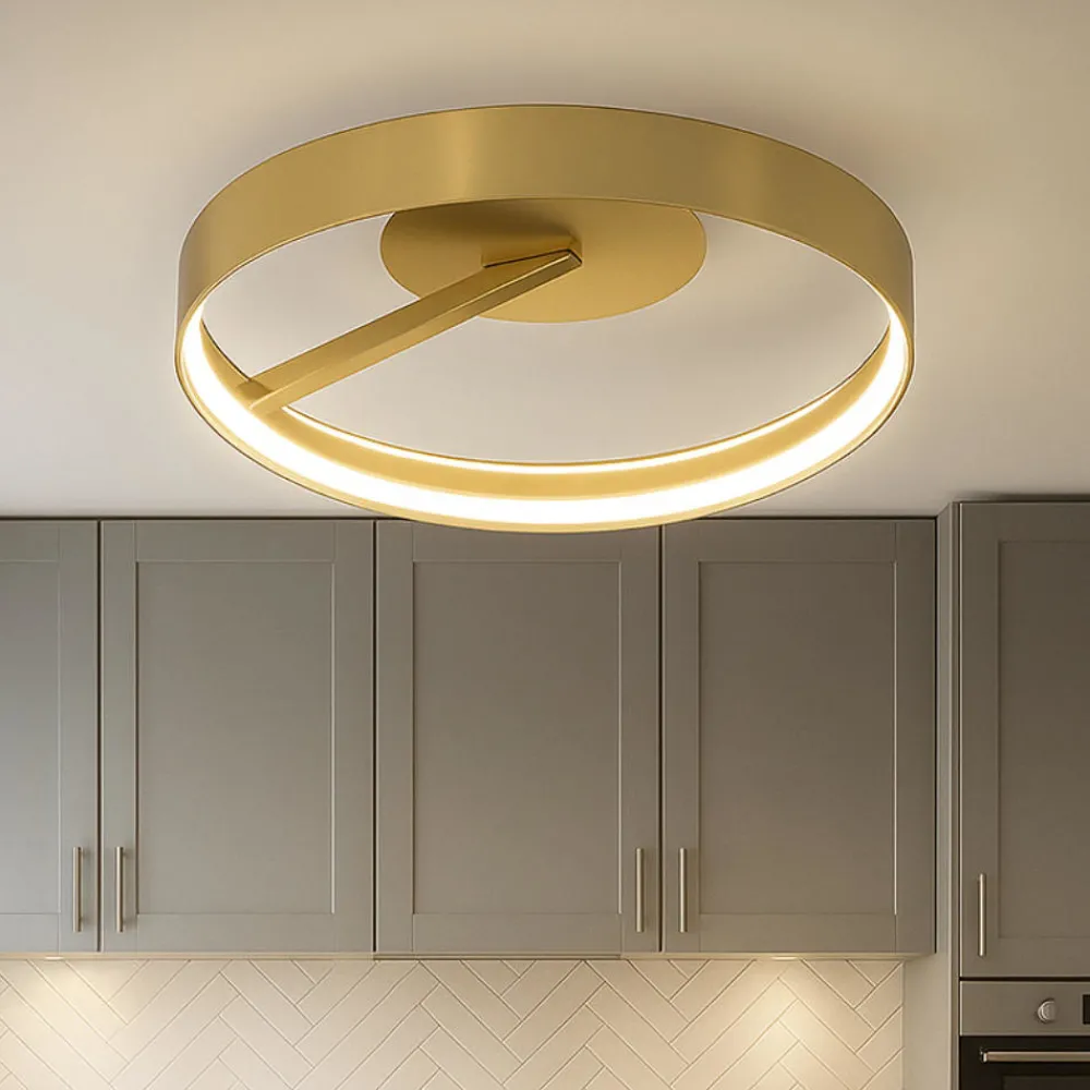 Plafoniere Moderne-Top Light Plafoniera da cucina rotonda oro champagne led cct malika
