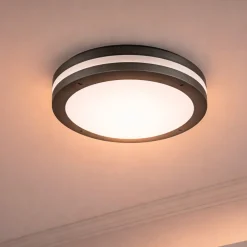 Plafoniere Da Esterno-Selezionato da Mazzolaluce Plafoniera da esterno antracite con sensore movimento 11w 3000k