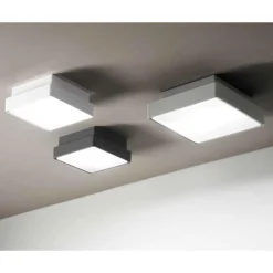 Plafoniere Da Esterno-Ondaluce Plafoniera da esterno 30cm quadrata grigio