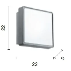 Plafoniere Da Esterno-Ondaluce Plafoniera da esterno grigio 22cm quadrata
