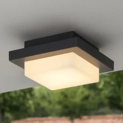 Plafoniere Da Esterno-Selezionato da Mazzolaluce Plafoniera da esterno quadrata 14cm antracite led 3000k