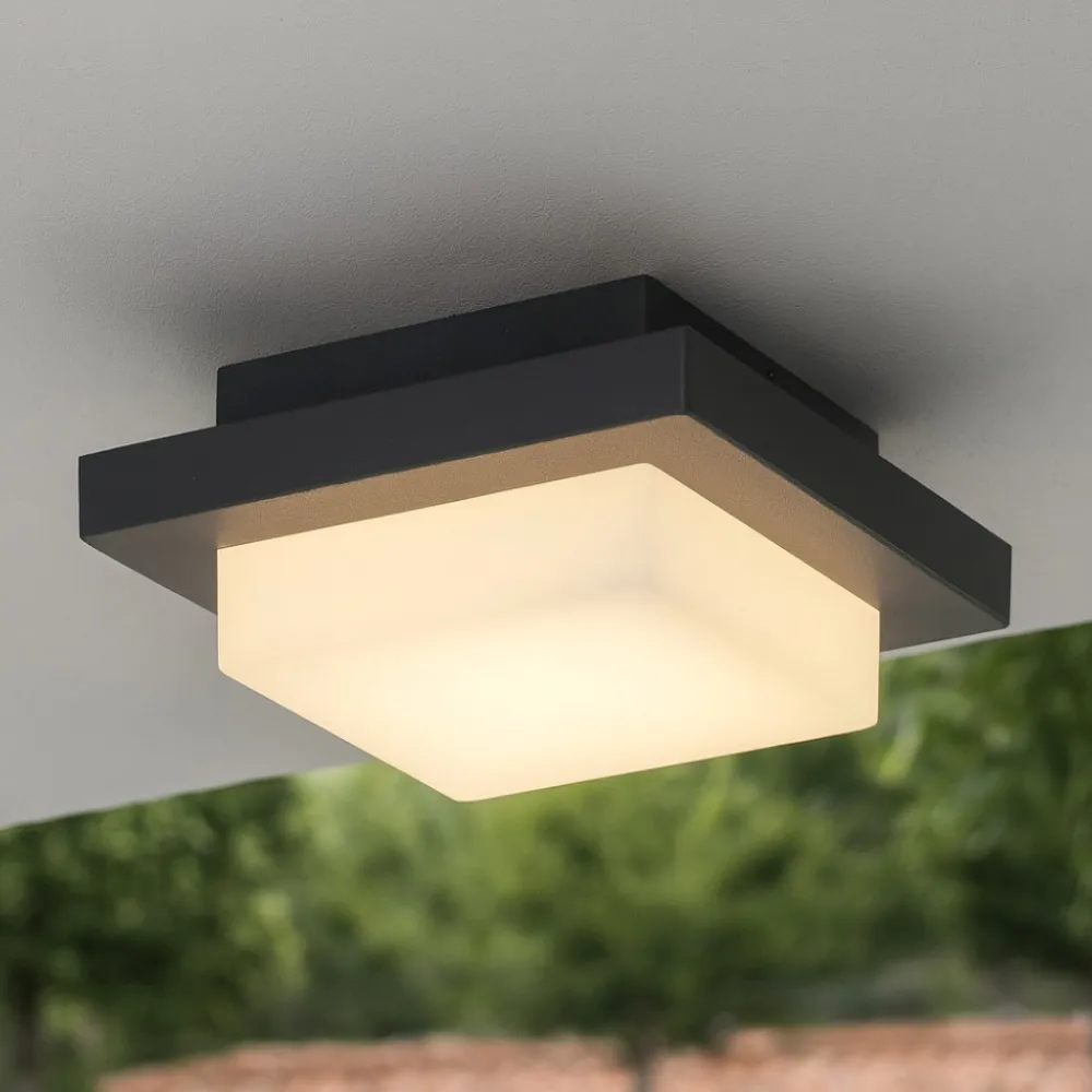 Plafoniere Da Esterno-Selezionato da Mazzolaluce Plafoniera da esterno quadrata 14cm antracite led 3000k