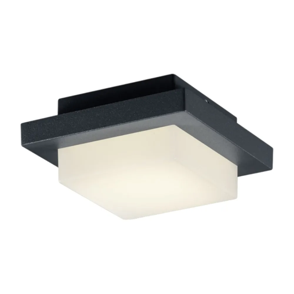 Plafoniere Da Esterno-Selezionato da Mazzolaluce Plafoniera da esterno quadrata 14cm antracite led 3000k