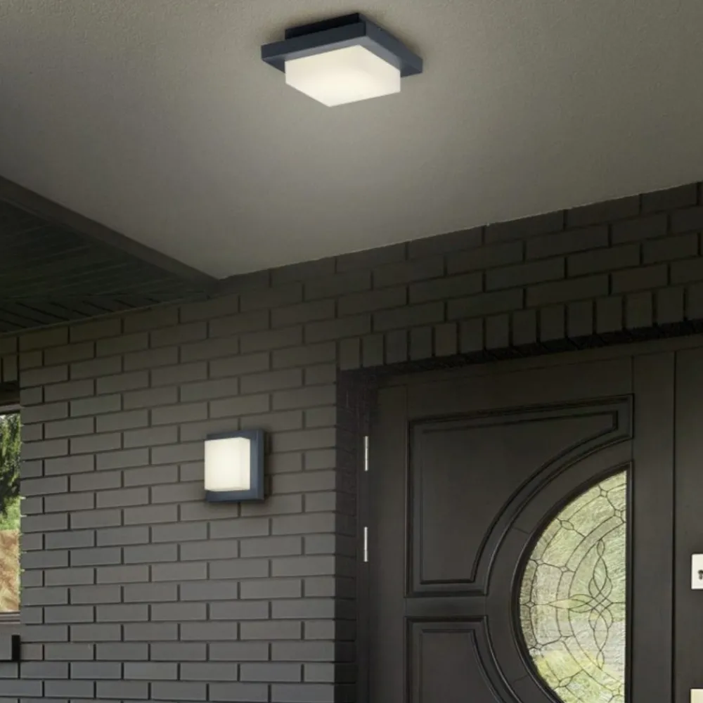 Plafoniere Da Esterno-Selezionato da Mazzolaluce Plafoniera da esterno quadrata 14cm antracite led 3000k