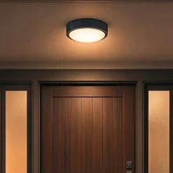 Plafoniere Da Esterno-Selezionato da Mazzolaluce Plafoniera da esterno rotonda moderna antracite led 8w 3000k