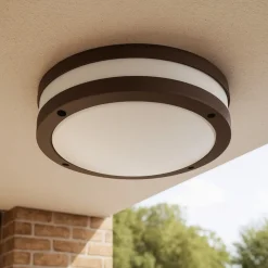 Plafoniere Da Esterno-Gea Luce Plafoniera da esterno rotonda marrone ura