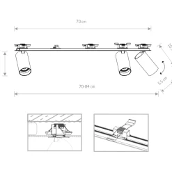 Plafoniere Moderne-Selezionato da Mazzolaluce Plafoniera da incasso per cucina con faretti orientabili