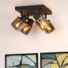 Plafoniere Moderne-Selezionato da Mazzolaluce Plafoniera da soffitto con 4 faretti nera con vetri fume