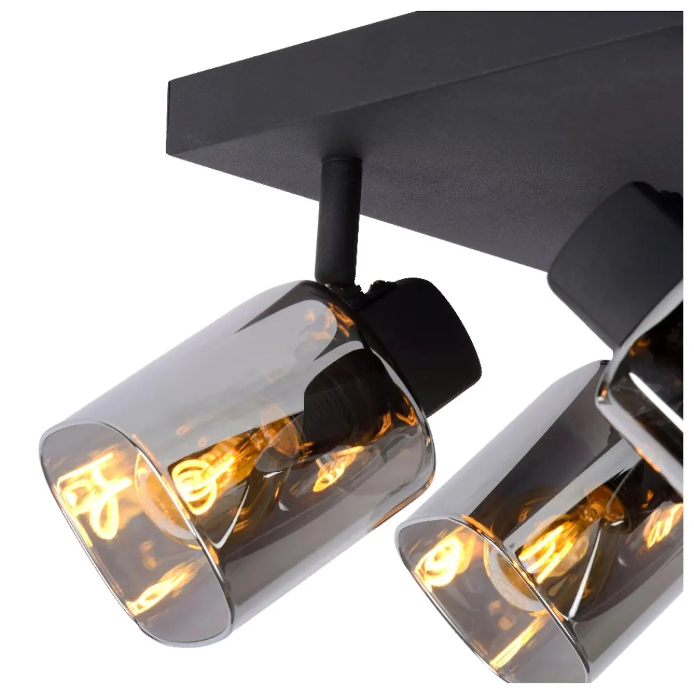 Plafoniere Moderne-Selezionato da Mazzolaluce Plafoniera da soffitto con 4 faretti nera con vetri fume
