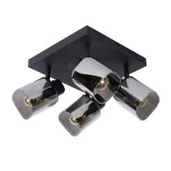 Plafoniere Moderne-Selezionato da Mazzolaluce Plafoniera da soffitto con 4 faretti nera con vetri fume
