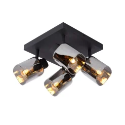 Plafoniere Moderne-Selezionato da Mazzolaluce Plafoniera da soffitto con 4 faretti nera con vetri fume