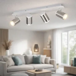 Plafoniere Moderne-Selezionato da Mazzolaluce Plafoniera da soffitto con luci orientabili bianco nickel