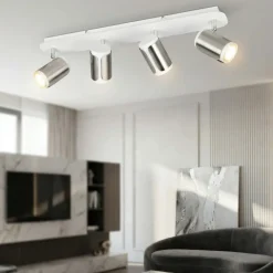 Plafoniere Moderne-Selezionato da Mazzolaluce Plafoniera da soffitto con luci orientabili bianco nickel