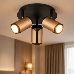 Plafoniere Moderne-Selezionato da Mazzolaluce Plafoniera da soffitto con 3 spot orientabili nero caffe