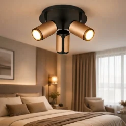 Plafoniere Moderne-Selezionato da Mazzolaluce Plafoniera da soffitto con 3 spot orientabili nero caffe