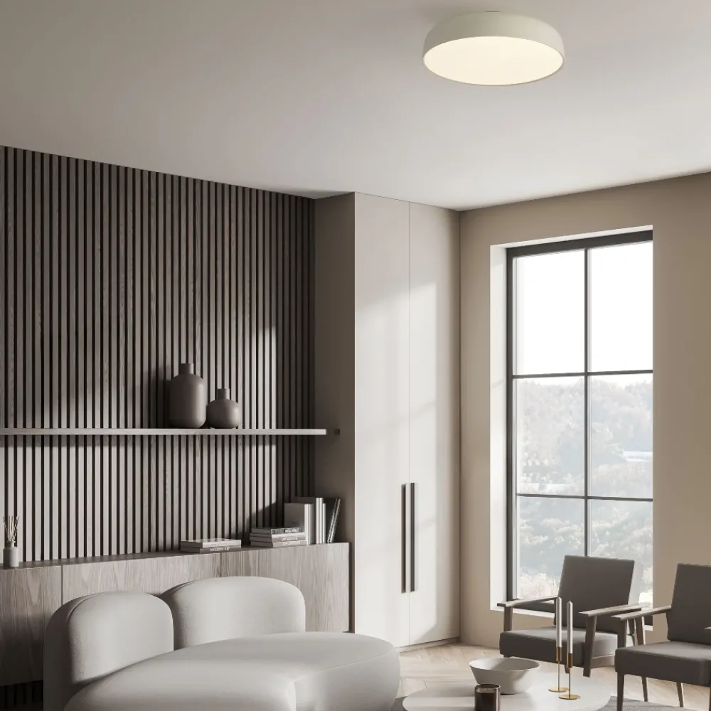 Plafoniere Moderne-Selezionato da Mazzolaluce Plafoniera da soffitto crema 50 cm rotonda led 36w 3000k dimmerabile per soggiorno
