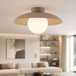 Plafoniere Moderne-Selezionato da Mazzolaluce Plafoniera da soffitto disco in metallo sabbia sfera in vetro