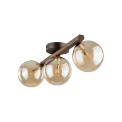 Plafoniere Moderne-Selezionato da Mazzolaluce Plafoniera da soffitto in legno stile nordico sfere di vetro ambra per cucina
