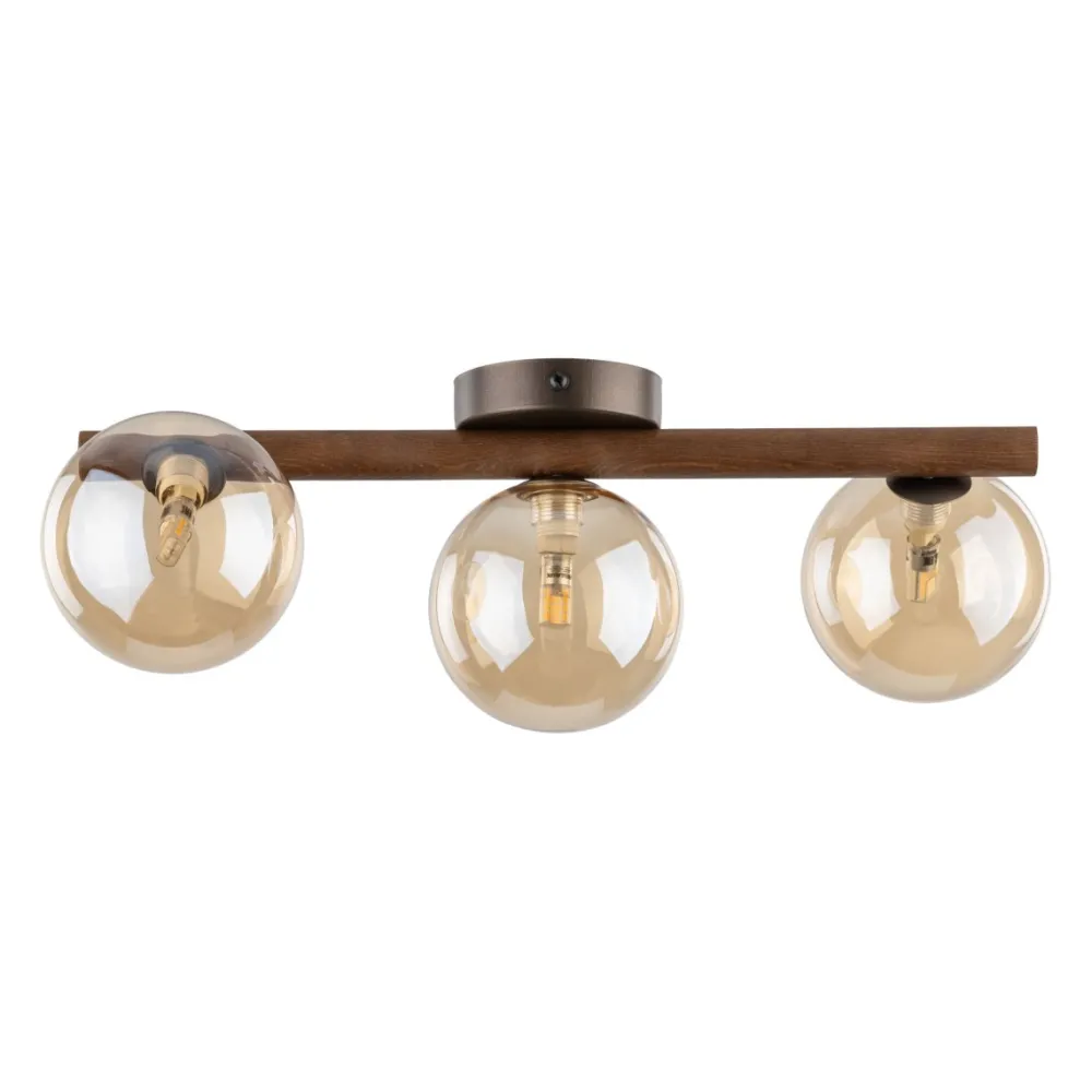 Plafoniere Moderne-Selezionato da Mazzolaluce Plafoniera da soffitto in legno stile nordico sfere di vetro ambra per cucina