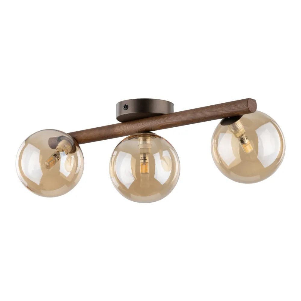 Plafoniere Moderne-Selezionato da Mazzolaluce Plafoniera da soffitto in legno stile nordico sfere di vetro ambra per cucina