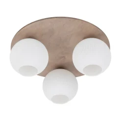Plafoniere Moderne-Selezionato da Mazzolaluce Plafoniera da soffitto moderna in legno sfere di vetro bianco