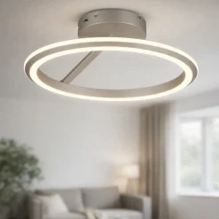 Plafoniere Moderne-Selezionato da Mazzolaluce Plafoniera da soffitto moderna anello nickel led dimmerabile da 2300k a 4000k