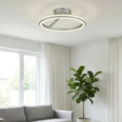 Plafoniere Moderne-Selezionato da Mazzolaluce Plafoniera da soffitto moderna anello nickel led dimmerabile da 2300k a 4000k