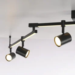 Plafoniere Moderne-Selezionato da Mazzolaluce Plafoniera da soffitto nera con faretti led 3000k orientabili doppia luce
