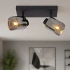 Plafoniere Moderne-Selezionato da Mazzolaluce Plafoniera da soffitto nera con 2 faretti orientabili vetri fume