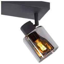 Plafoniere Moderne-Selezionato da Mazzolaluce Plafoniera da soffitto nera con 2 faretti orientabili vetri fume