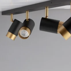 Plafoniere Moderne-Selezionato da Mazzolaluce Plafoniera da soffitto nero oro con faretti orientabili