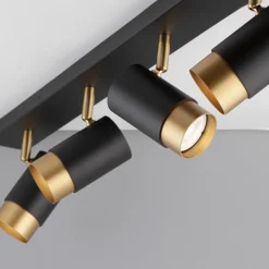 Plafoniere Moderne-Selezionato da Mazzolaluce Plafoniera da soffitto nero oro con faretti orientabili