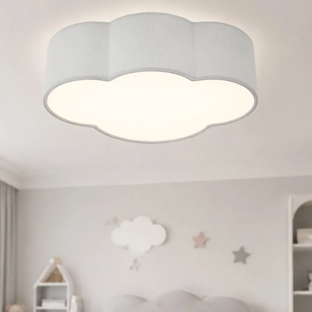Plafoniere Moderne-Selezionato da Mazzolaluce Plafoniera da soffitto nuvola di tessuto grigio 43 cm per camerette moderne