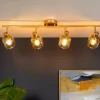 Plafoniere Moderne-Selezionato da Mazzolaluce Plafoniera da soffitto oro con 4 faretti vetri ambra orientabili