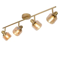 Plafoniere Moderne-Selezionato da Mazzolaluce Plafoniera da soffitto oro con 4 faretti vetri ambra orientabili