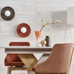 Plafoniere Moderne-Selezionato da Mazzolaluce Plafoniera da soffitto piatto rosso mattone sfera bianca moderna