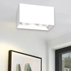 Plafoniere Moderne-Selezionato da Mazzolaluce Plafoniera da soffitto rettangolare bianca 2 luci
